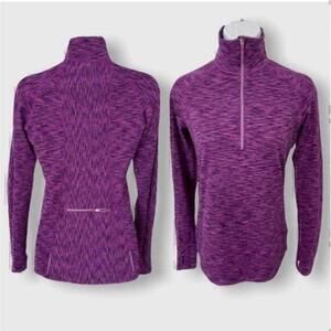 Athleta Mendoza Purple & Pink Space Dye Quarter Zip Running Yoga Pullover XS